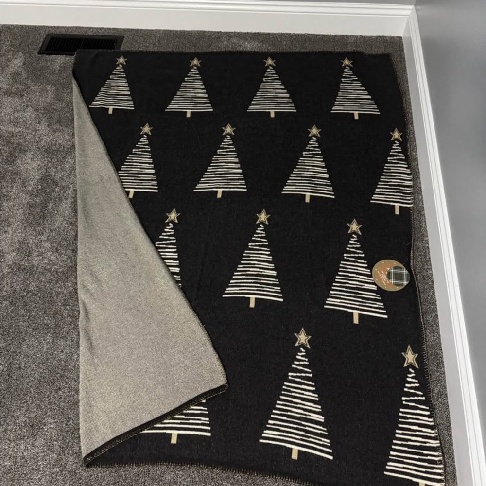 50”x60” Black and Gold Christmas Tree Blanket